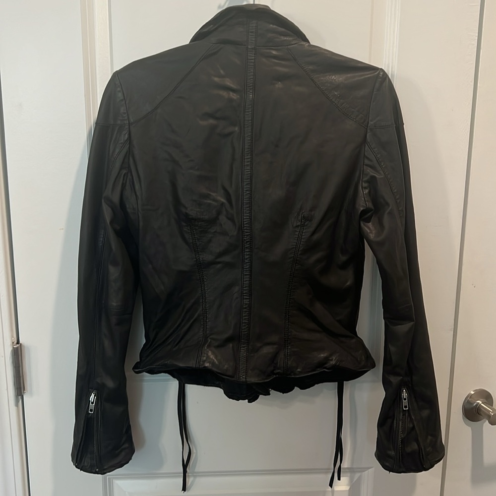 Muubaa Black Leather Biker Jacket US Size 8 - Picture 5 of 5